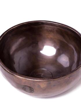 空铜玄色加厚满月颂钵尼泊尔手工梵音钵磬摆件音疗冥想钵