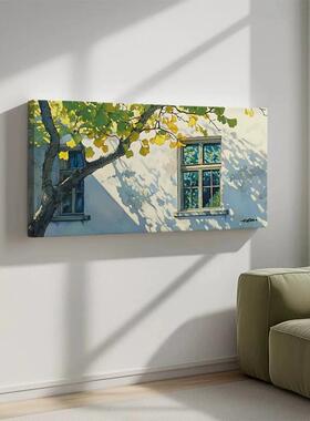 现代简约光影客厅背景墙装饰画银杏树玄关系挂画走廊卧室壁画