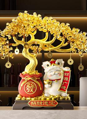 国潮醒发财树招财猫摆狮件开业CRCH0197礼物台前店铺装饰送朋友新