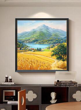 恒美手绘油画麦田丰收图客厅装饰画田园风光金山风景画餐厅挂画