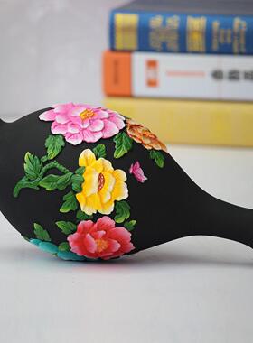 活性炭雕工艺品国色天香花瓶创意家居装饰品摆设新家装电视柜摆件