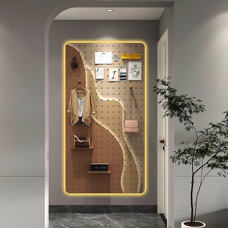 Pure solid wood hole board custom entrance entrance to block the meter box creative wall hanging board decoration storage rack