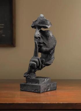 好看的摆件高端大气上档次摆件沉默是金人物工艺品客厅电视柜酒柜