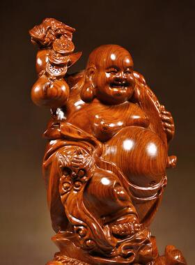 实木弥勒佛木雕摆件佛像花梨木全家福笑佛红木工艺品客厅装饰礼品