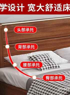 中式实木床1.8米加厚双人床经济型简约家用1.5米单人床1.2m出租房