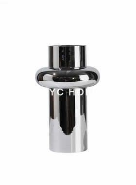 创意简约银色电镀花器售楼部样板房花瓶玻璃家居饰品摆件新中式样