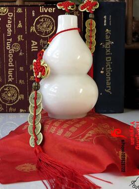 天然白玉葫芦吸引财富和财富，入口摆件，财富，长寿和幸福，财运