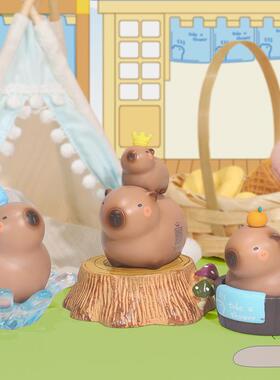 新品卡皮巴拉盲盒树脂摆件办公室工位摆件 盲盒摆件豚鼠摆件礼品