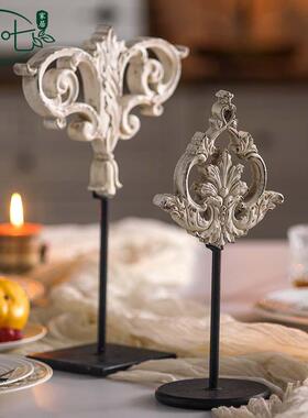 法式复古精致刻图案桌桌面A2891摆件民宿家居餐装饰品布雕置欧式