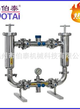 食品级双联过滤器角式过滤器快装连接管道过滤器304不锈钢材质