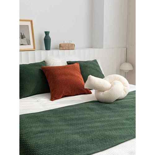 墨绿色床尾毯床旗床尾巾北欧ins风民宿软装靠枕靠垫套床品样板房 - 图1