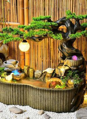 田园假山流水喷泉循环水摆件庭院会所客厅装饰品景观室外成品鱼池