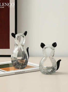 柜摆件边猫房简约轻耳客厅儿童现代奢小众装饰品创意玻璃家居餐黑