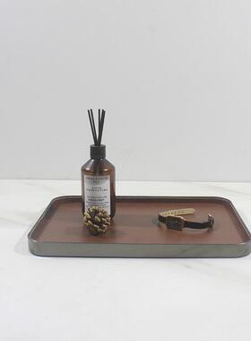 现代轻奢精致托盘高级感茶几摆件轻奢样板间软装客厅皮质收纳盘