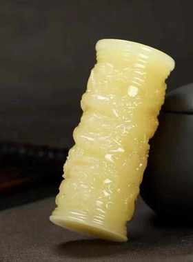 天然米黄玉貔貅手把件直播高货黄玉白菜福猪金蟾玉器文玩把件批发