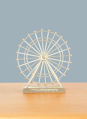 高档现代轻奢家居铁公艺摩天面轮摆件创酒柜办室桌奶茶店装意饰品