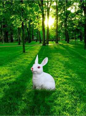 庭院装饰 户外花园草地园林景观雕塑树脂动物工艺品彷真兔子摆件
