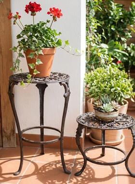 花欧美怀旧复铁艺花架花凳摆件落地式室7233-723内客厅简约古盆盆