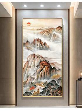 山画上有山无水画，入口大厅，走廊，风水财富挂画，垂直和朝日，