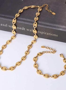 ins minimalist style popular pig nose stitching chain titani