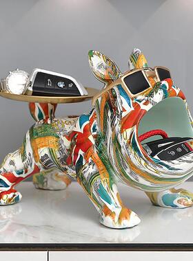 进门玄关钥匙收纳摆奢件入户鞋柜置物托盘轻现代客厅狗550S放装饰