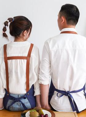 围裙制做工作服logo印字奶茶店饭店美甲男女肩带式制做广告家务围