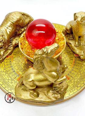 黄铜聚财阵招财三合六合生肖局葫芦罗盘貔貅金蟾龙龟麒麟客厅摆件