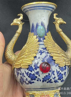 夜光直播货源描花瓶创意石收藏摆件福字彩工艺品家居装饰