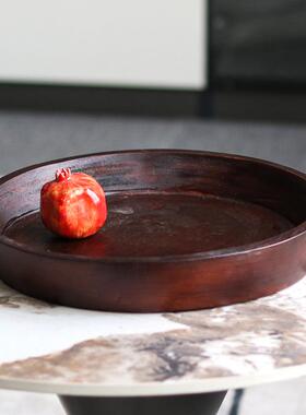 现代轻奢样板房售楼处厅餐仿木纹水果盘摆件收软纳托TNF盘客装饰