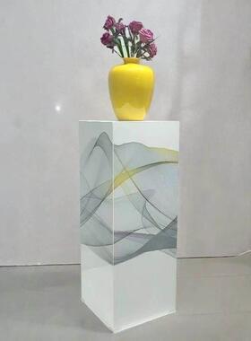 客厅岩板装饰花架展厅玄关酒店会所立柱大理石雕塑摆件底座展示台