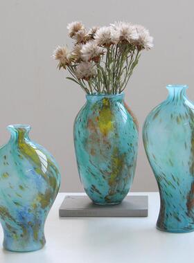 现代简约玻璃花瓶高档小众插花瓶样板间餐桌台面水培花瓶室内摆件