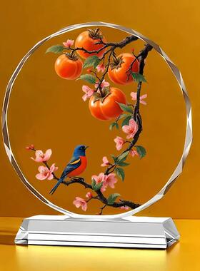 水晶龙凤呈祥玄关摆件家居客厅装饰品办公室桌面摆设开 业乔迁礼