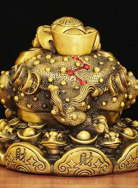 厂八方来财金蟾摆件开业店铺家居件金MND蝉工礼铜品金蟾摆客厅