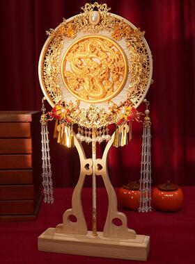 大婚双面金色团扇结婚新娘diy材料包闺蜜婚礼物手工高级秀禾喜扇