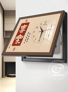 新中式电表箱装饰画字画带钟表遮挡强弱电源配电箱开关盒时钟挂画