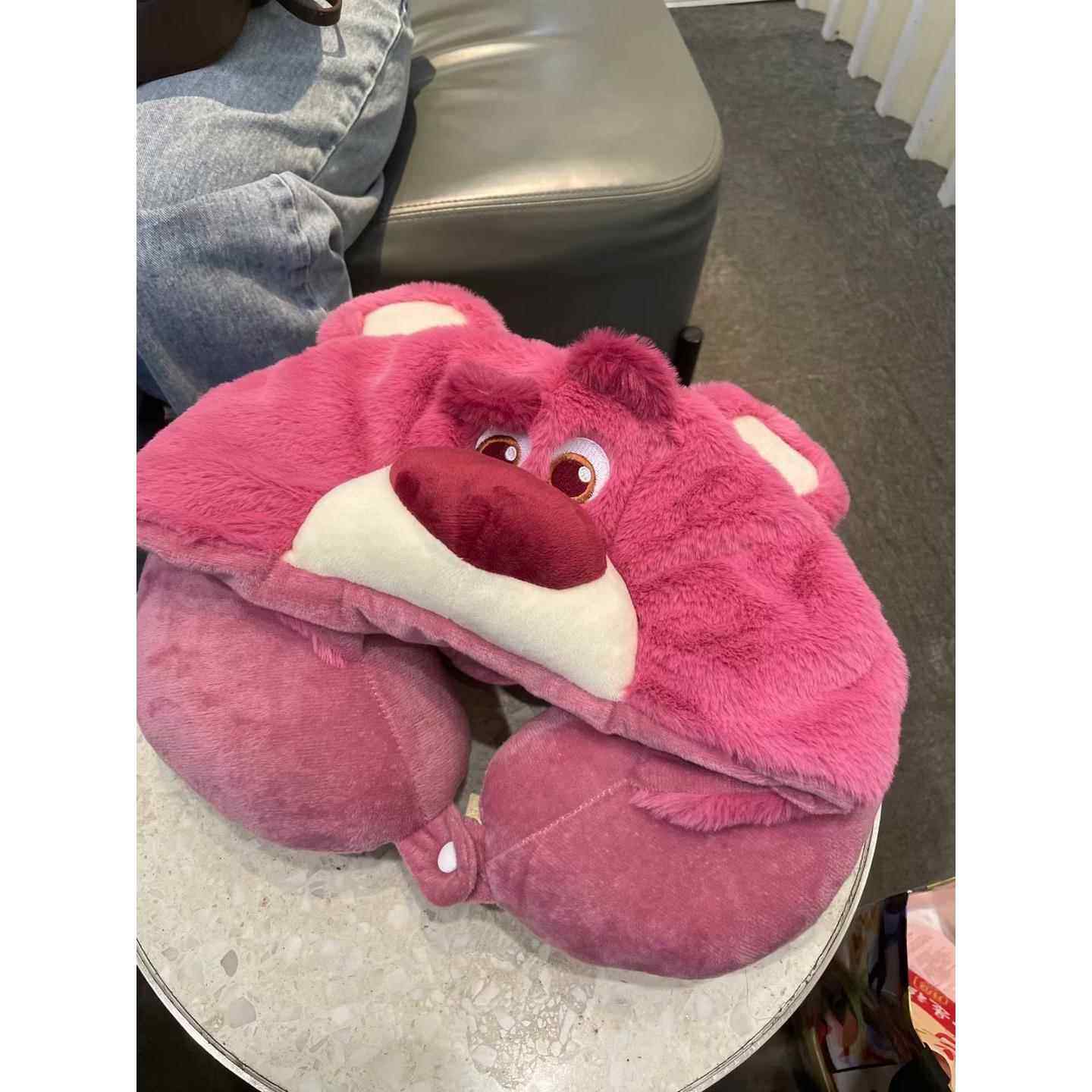 草莓熊连帽靠枕戴帽U型枕动漫卡通午睡旅行帽女款靠枕脖子护颈枕,淘宝优惠券,粉丝福利购,淘宝优惠卷