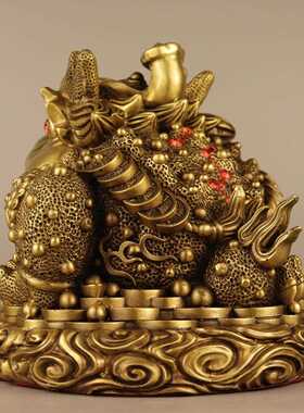 新款直销黄铜金蟾摆件 铜祥云双角如意金蟾 家居装饰创意礼品工艺