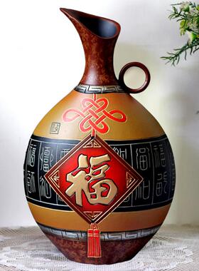新款实用艺结礼物婚客厅电视柜酒柜饰品摆件陶瓷花瓶个性手工装陶