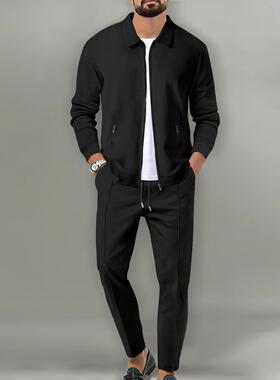 Men's Two-Piece Set Minimalist Solid Color Soft Fabric