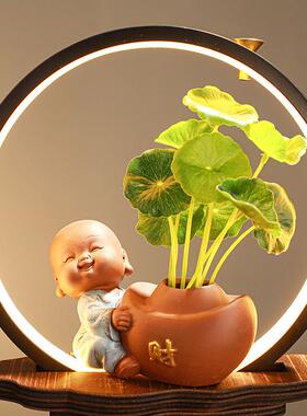 创意悬空中式流水天壶倒流香招财客厅玄关鱼缸开业送礼品灯圈摆件