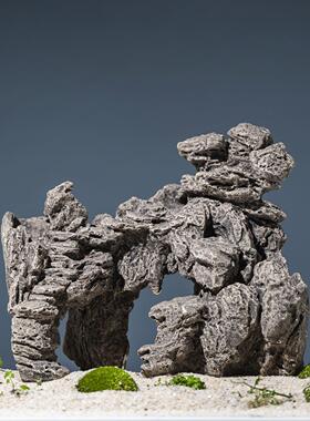 陶土吸水石假山流水鱼缸造景装饰水景乌龟晒台微景观造景石摆件