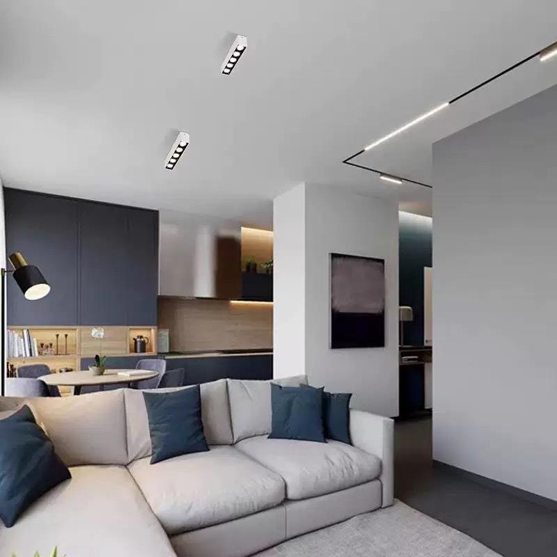 Surface-mounted spotlights, anti-glare bold lamps, no main light, living room lighting, LED grille lights, ceiling-mounted bedroom square downlights