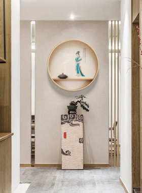 中式仿古大号祥云展示柱家居客厅过道玄关落地装饰摆件底座仿石柱