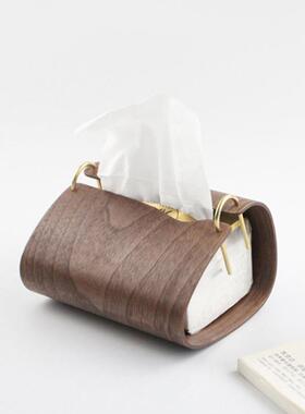 代简约创意高档ZOK木纹纸巾创盒家用茶几纸巾收纳意抽软纸盒现装