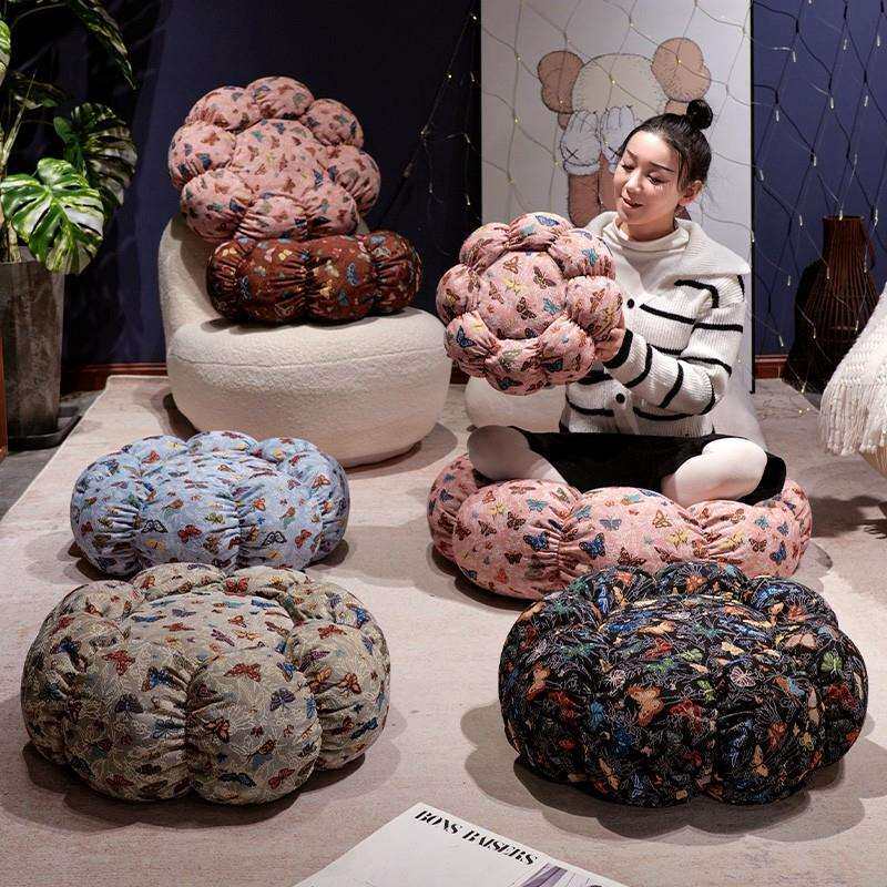 New retro butterfly pattern futon cushion sofa bedroom living room bay window cushion children's butt cushion chair cushion cross-border