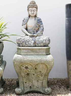 高档创意摆件中式禅意像庭术院装饰户外佛园花阳台布置客厅艺玄关