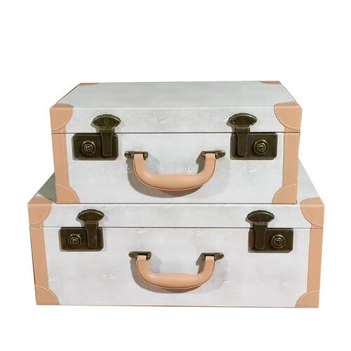 复古皮手箱样板间卧室衣柜大号，小储物盒直革播间客厅提橱窗装饰 - 图1