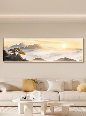 客厅画主卧日出画床头现代沙发东方挂画装饰画简约金山靠背山水墙
