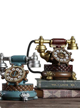 复古怀旧仿真电话机高档小摆件客厅房间书柜酒柜装饰品家居摆设