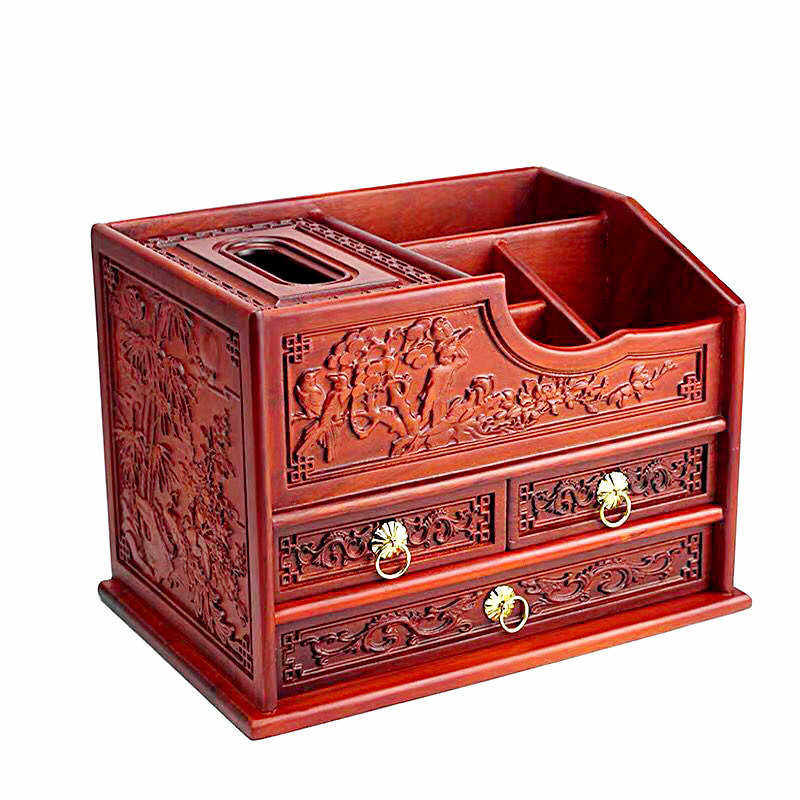 家用遥控器盒纸盒抽纸巾花梨木四面客厅多功能实木雕花收纳盒茶几,淘宝优惠券,粉丝福利购,淘宝优惠卷